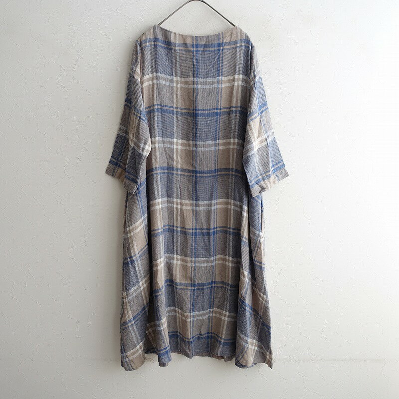 リラシク LILASIC リネン混チェックワンピース L 【中古】【82J52】