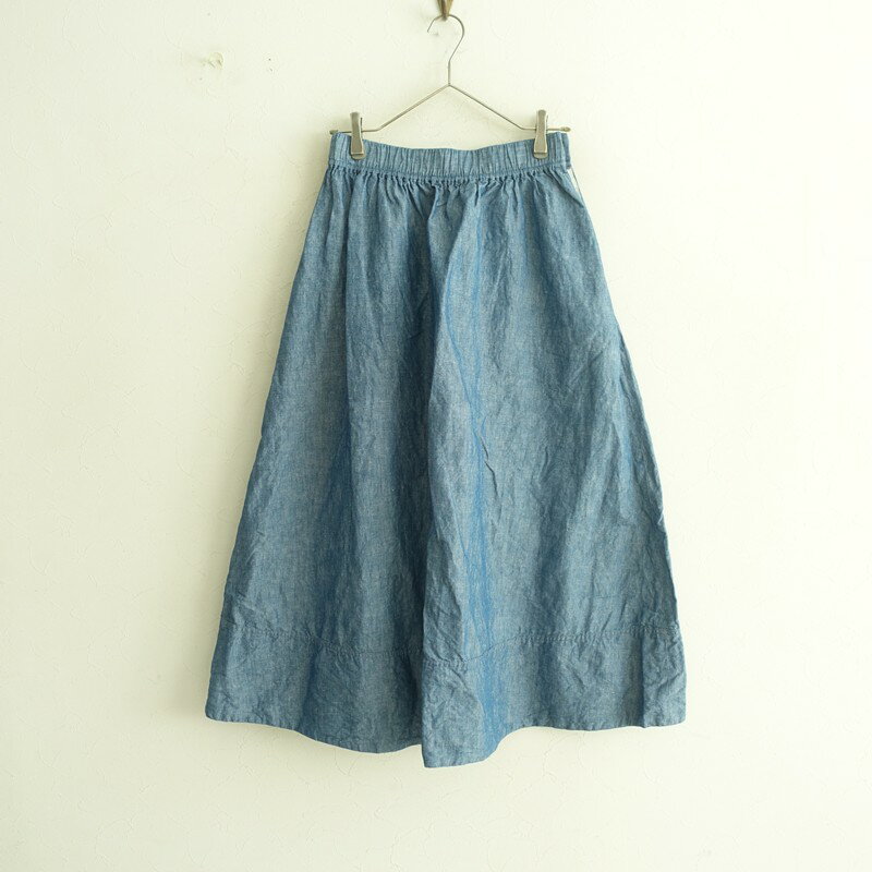 【定価2.9万】ハバーサック HAVER SACK シャンブレーギャザーロングスカート 1 【中古】【41K52】