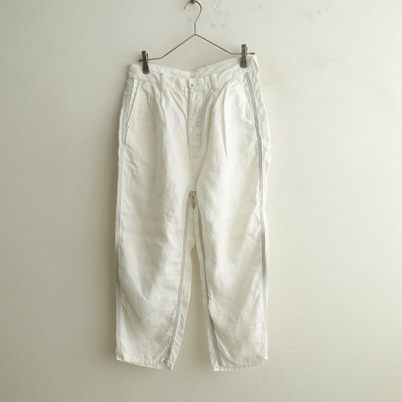 乐天商城 - ネイティブヴィレッジ NATIVE VILLAGE 配色トリプルステッチリネンタックパンツ 【中古】【13A62】