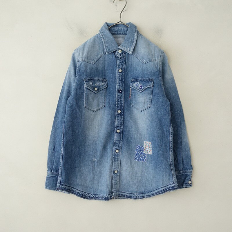 乐天商城 - ブルーブルー BLUE BLUE リペア加工ソフトデニムウエスタンシャツ 2 【中古】【81B62】