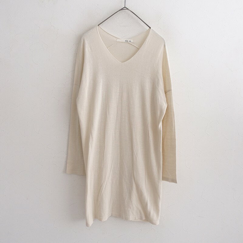 エヴァムエヴァ evam eva Vネックコットンリネンチュニックプルオーバー 【中古】【91B62】
