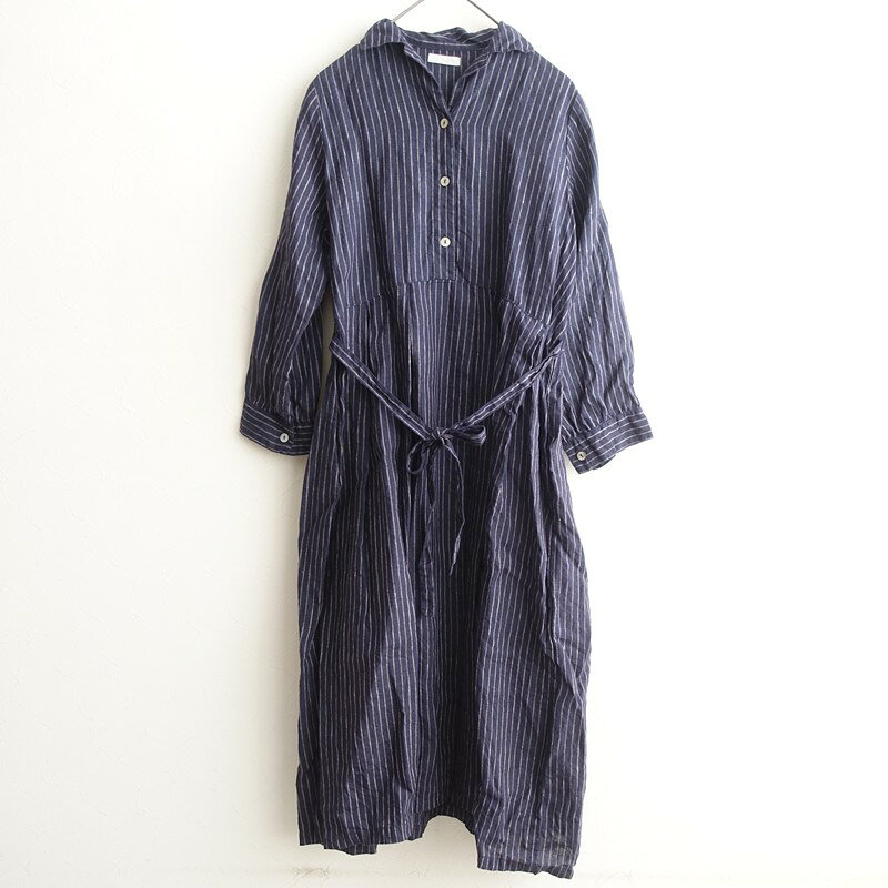 Rakuten - フォグリネンワーク fog linen work リネンストライプ柄ワンピース - 【中古】【90C62】