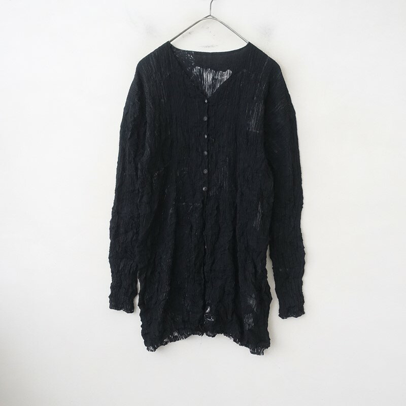 美品 イッセイミヤケ ISSEY MIYAKE シャツ ブラウス 七分袖 プリーツ 無地 トップス レディース M相当(表記無し) ブラック PLEATS PLEASE ISSEY MIYAKE - 美品 プリーツプリーズ イッセイミヤケ