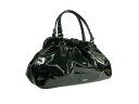 :ジョルジオアルマーニ エナメル バック ブラック Giorgio Armani ハンドバック【中古】