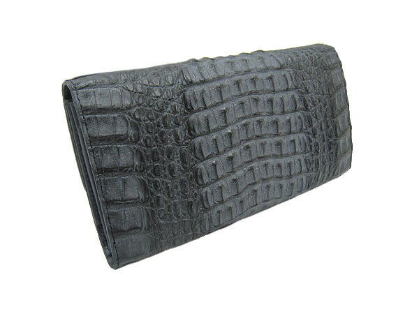 :ワニ革 長財布 CAIMAN/カイマン財布 ネイビー ワニ皮 【新品】
