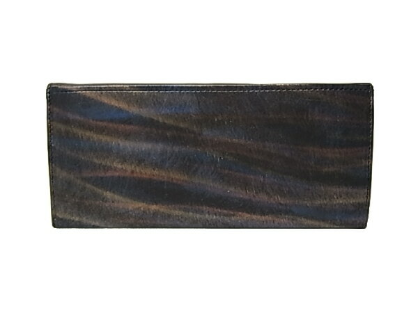 :クロ ウェーブ レザー 長財布 Leather Japan 【新品】