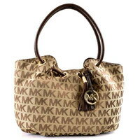 MICHAEL KORS マイケルコース トートバッグ MD EW RING TOTE 35S3GRTT6J-mocha BG/EB/MOCHA(カーキ×ブラウン) マグネット式開閉 キャンバス/レザー 約W30-40cm×H25.5cm×D15cm 持ち手(長さ)：約55cm 持ち手(高さ)：約18cm 内側：ファスナー付ポケット×1/オープンポケット×3/携帯用ポケット×1 外側：タッセル×1 未使用ですが、多少小傷等ございます。 付属品ございません