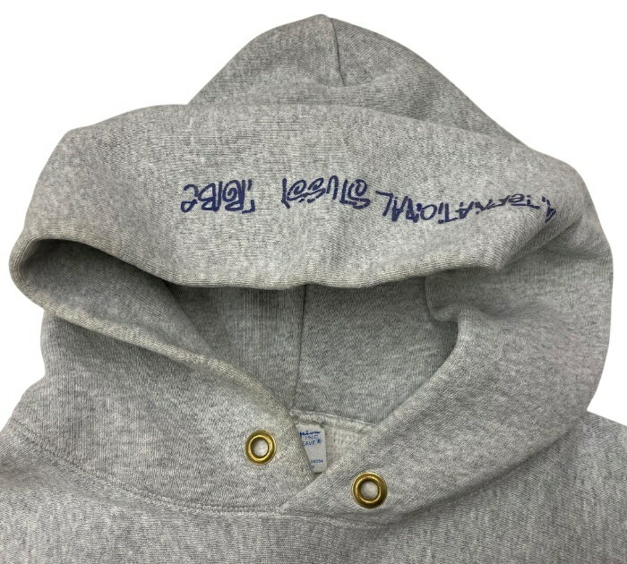 STUSSY×champion/ステューシー×チャンピオン/フロントロゴパーカー/C8-E141/グレー×ブルー青/コットン他/サイズS/メンズ/FB3915