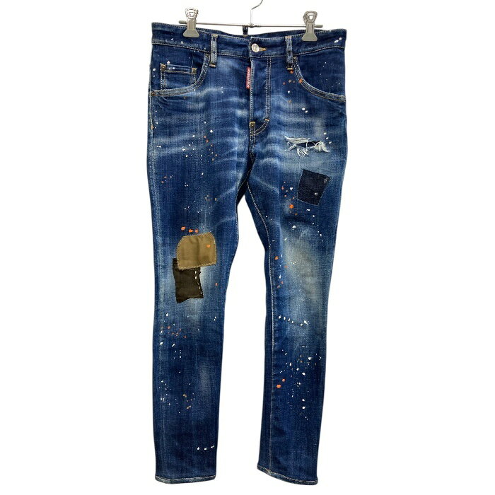 Rakuten - DSQUARED2/ディースクエアード/SKATER JEAN/ペイント加工/ブルー/2022AW/サイズ44/S74LB1158/メンズ/FB4094