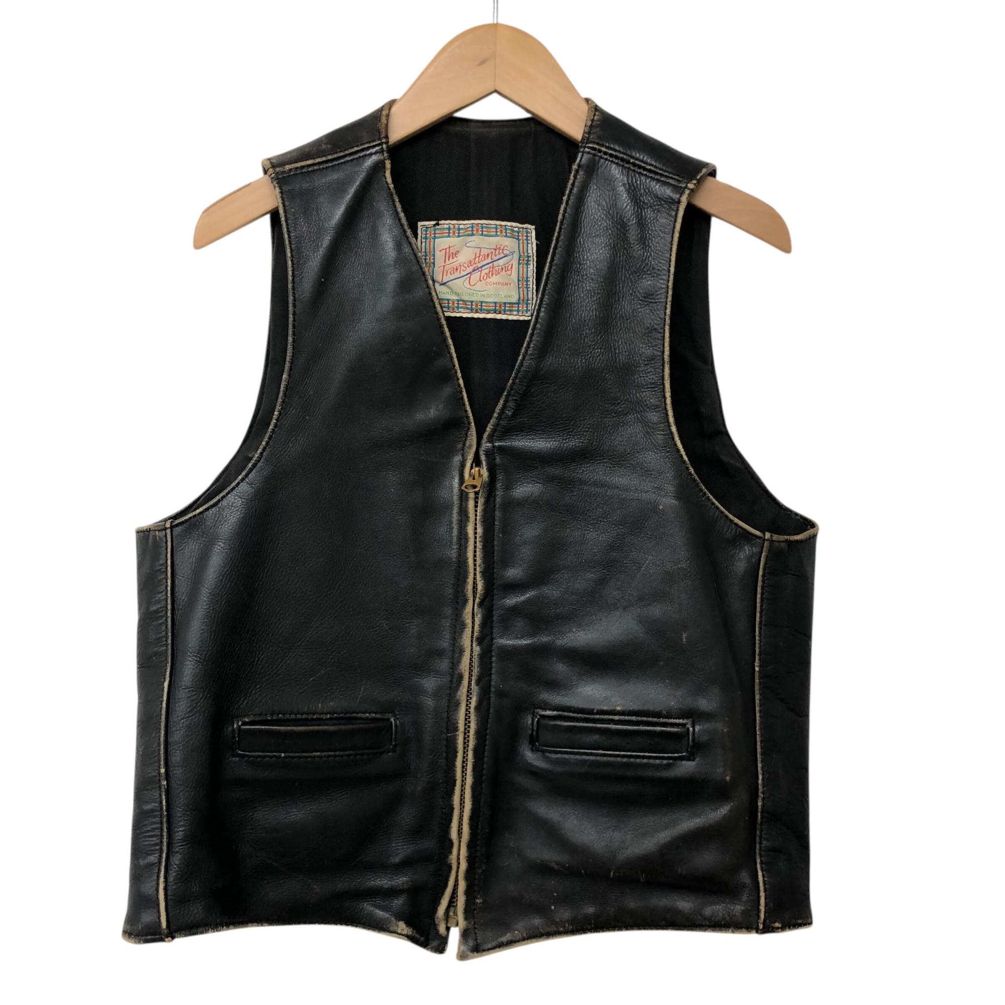 The Transatlantic Clothing/エアロレザー/レザーベスト/S位/ブラック/メンズ/RS0154