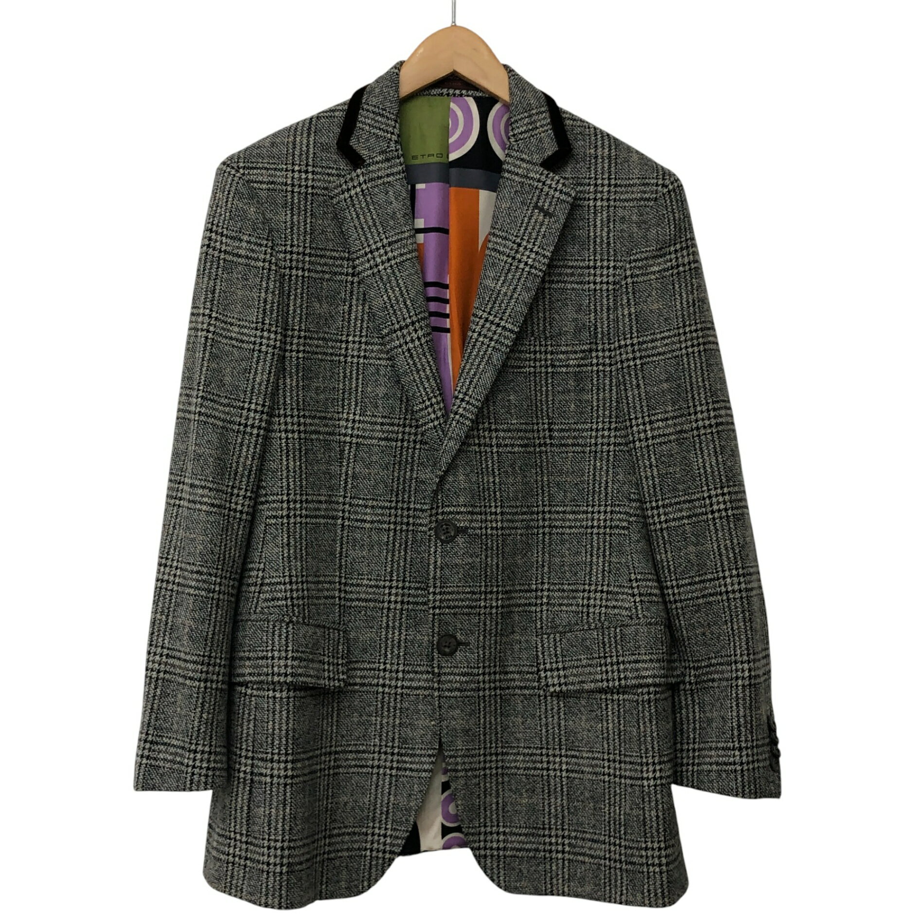 Rakuten - 極美品/ETRO/エトロ/グレンチェック/裏地総柄/パイピング/ジャケット/イタリア製/メンズ/サイズ50/メンズ/RS0174