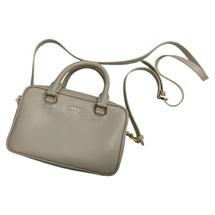 美品/FURLA/フルラ/2WAYショルダーバッグ/ハンドバッグ/グレー/ベージュ/レディース/FB4128