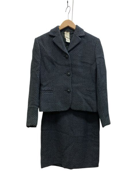 VERSACE ヴェルサーチ/size:40/セットアップウールスーツ/総柄/グレー×ブラック/レディース/FC3441