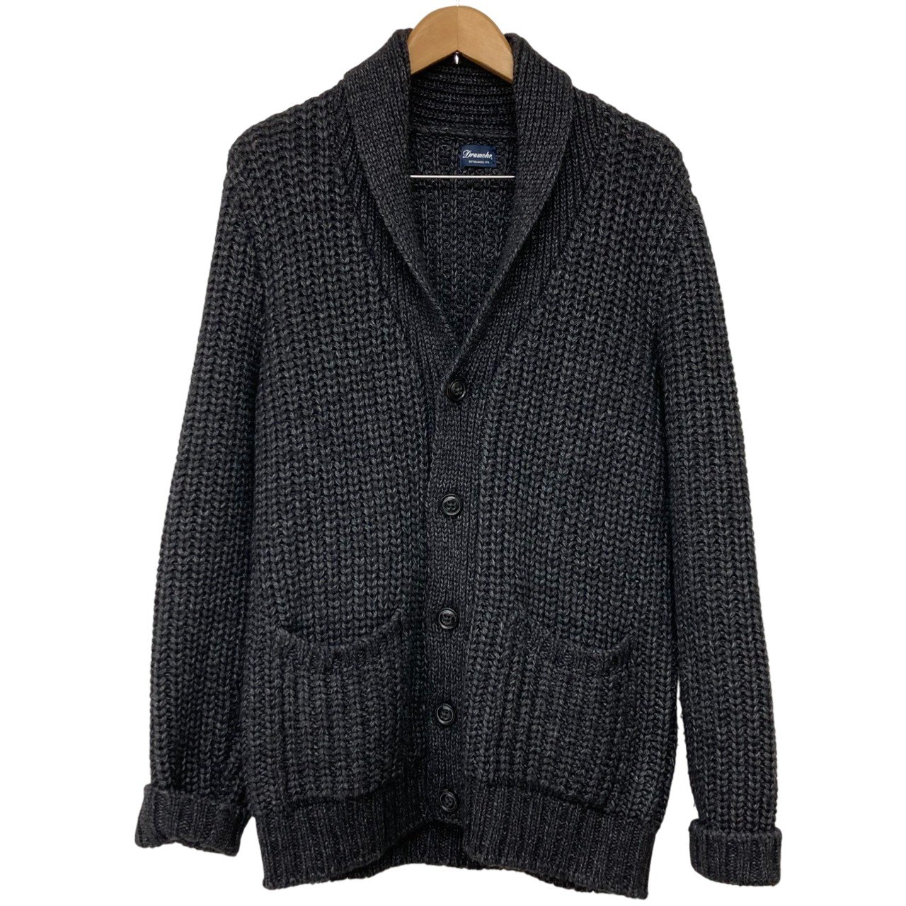 Drumohr/ドルモア/ショールカラー/アルパカ混/ウールニット/カーディガン/50/メンズ/グレー/RS0364