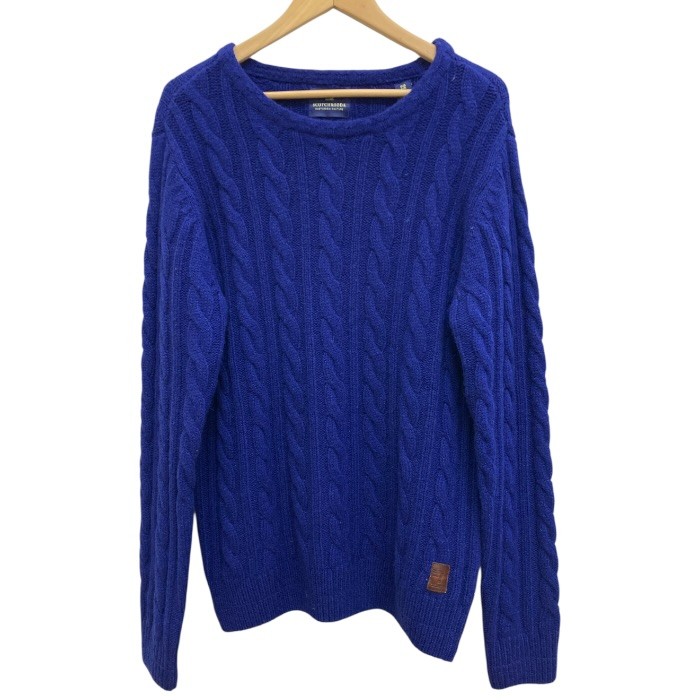 Rakuten - SCOTCH＆SODA スコッチアンドソーダ/ラナウール/羊毛/Vネック ケーブルニット/サイズM/ブルー/セーター/トップス/メンズ/FB4212