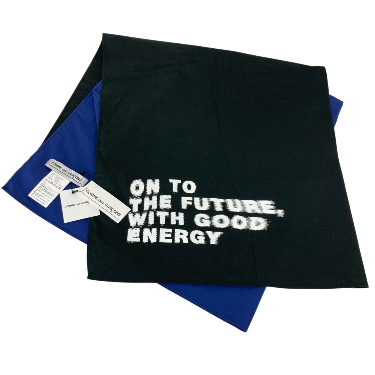 France （Clubs） - 未使用/タグ付/COMME des GARCONS/コムデギャルソン/大判ストール/グラフィック/コットン/ブラック/ブルー/メンズ/RS0387