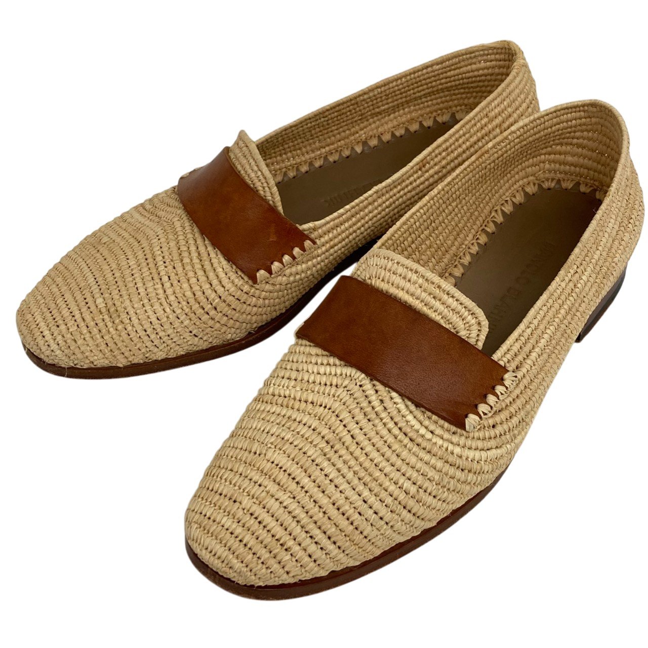 Rakuten - 美品/MONORO BLAHNIK/マノロブラニク/ラフィア/フラットシューズ/ザゴラ/麻/ローファー/シューズ/size37/保存袋付/レディース/RS0393