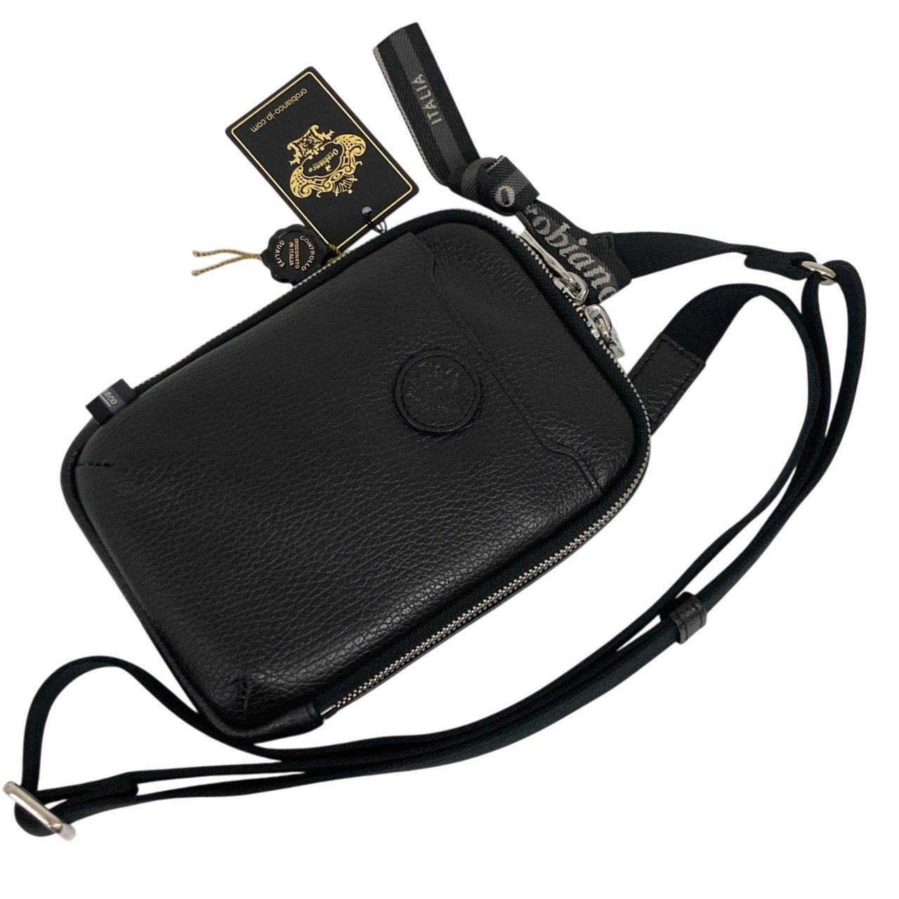 未使用/タグ付き/Orobianco/オロビアンコ/フィオレ/ミニショルダーバッグ/93002/メンズ/本革/ブラック/RS0433