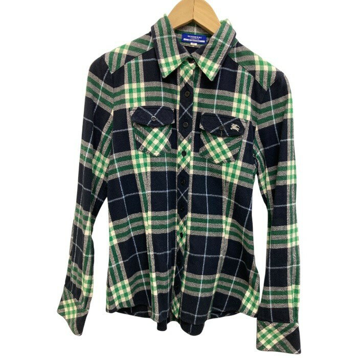 BURBERRY BLUE LABEL/バーバリーブルーレーベル/ネルシャツ/ブルー×グリーン/サイズ38/レディース/FB4252