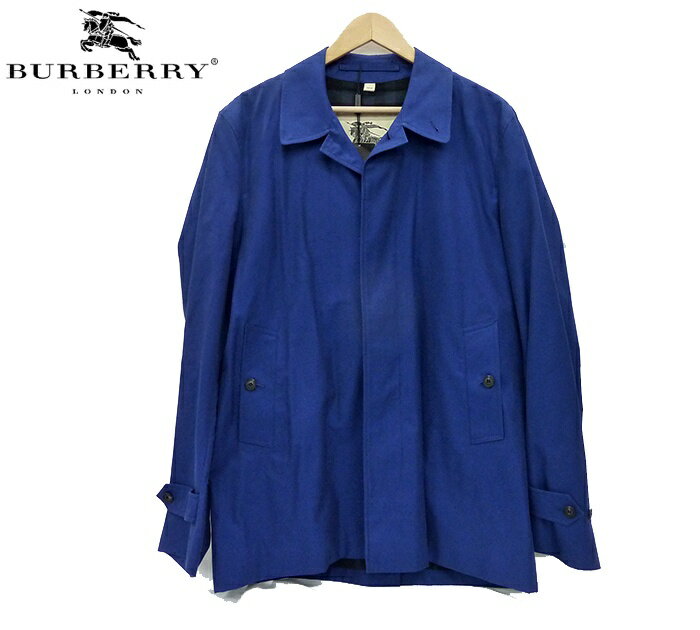美品/BURBERRY LONDON バーバリーロンドンン/size:50 180/96A/イングランド製/プローサム コットンハーフコート/ブルー/メンズ/FF1073