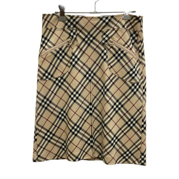 BURBERRY BLUE LABEL/バーバリーブルーレーベル/センタープリーツスカート/ノバチェック柄/ベージュ/サイズ38/レディース/FE0124