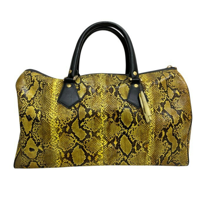 DAVID GRACIA/ダビド・ガルシア/パイソンボストンバッグ/蛇革/イエロー/レディース/FE0142