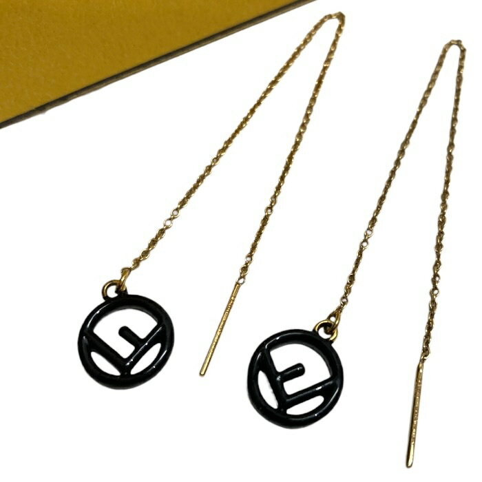 Rakuten - FENDI/フェンディ/エフイズフェンディ/チェーンピアス/ブラック×ゴールド/箱付き/イタリア製/FB4286