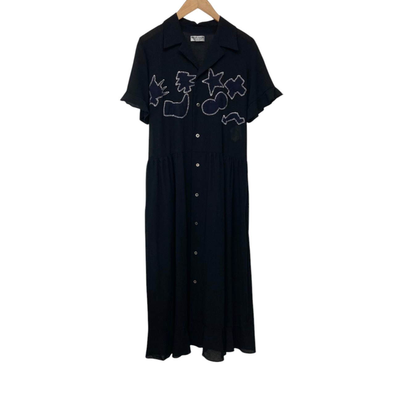 robe de chambre comme des garcons/コムデギャルソン/AD1999/刺繍シアーシャツワンピース/サイズF/レディース/ブラック/RS0736