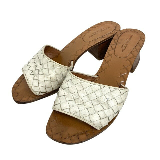 Rakuten - BOTTEGA VENETA/ボッテガヴェネタ/イントレチャート/ミュール/サンダル/ホワイト/サイズ341/2/レディース/RS0951