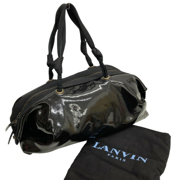 Rakuten - LANVIN/ランバン/エナメル/レザー/ボストンバッグ/ブラック/レディース/FE0210