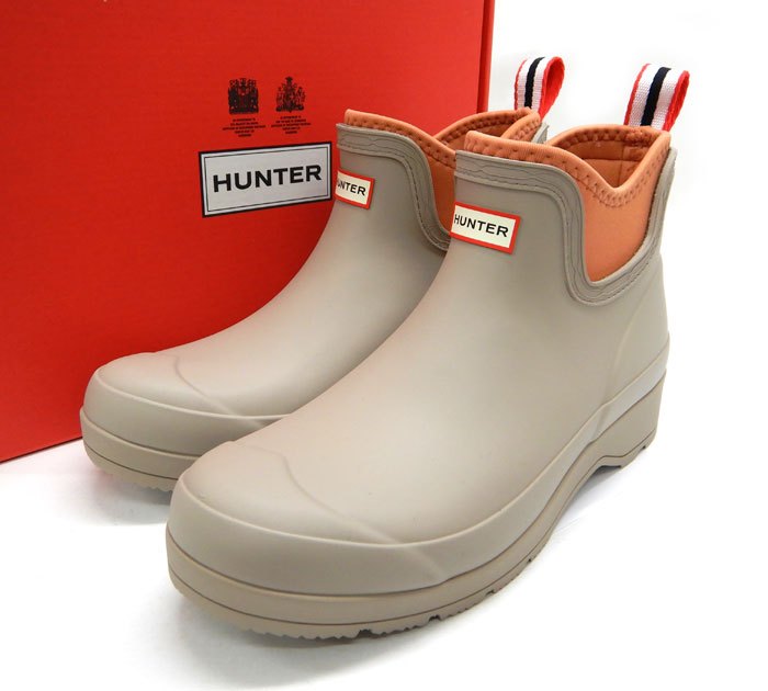 Rakuten - 美品/HUNTER ハンター/チェルシーネオプレン レインシューズ/サイズUK5/ベージュ×オレンジ ブラウン/レディース/箱付き/FB3328