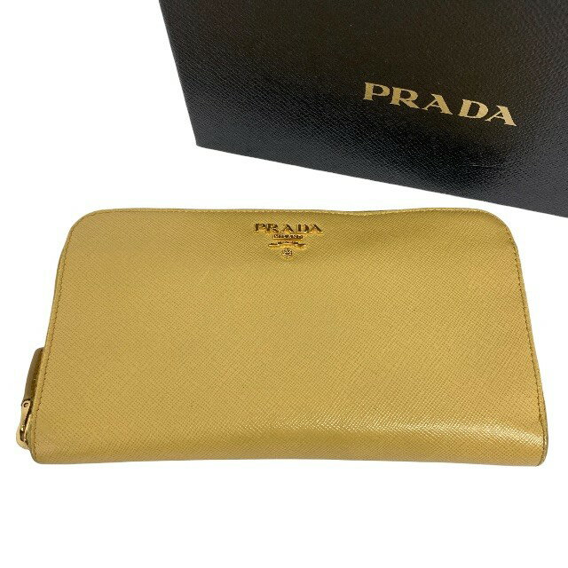 Rakuten - PRADA/プラダ/サフィアーノレザー/ラウンドジップ長財布/イエロー/RS1141