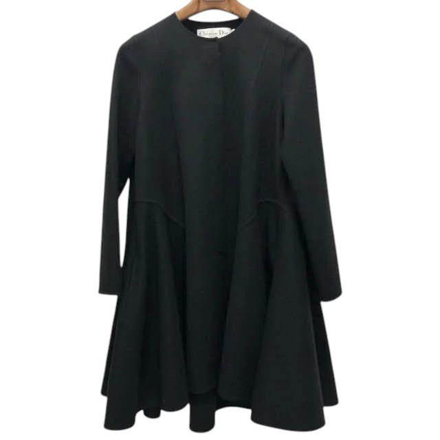 Rakuten - 【Christian Dior】クリスチャンディオール 4A20827A1008 カシミア100％ ノーカラーコート 比翼 ブラック サイズ42 レディース RS1150