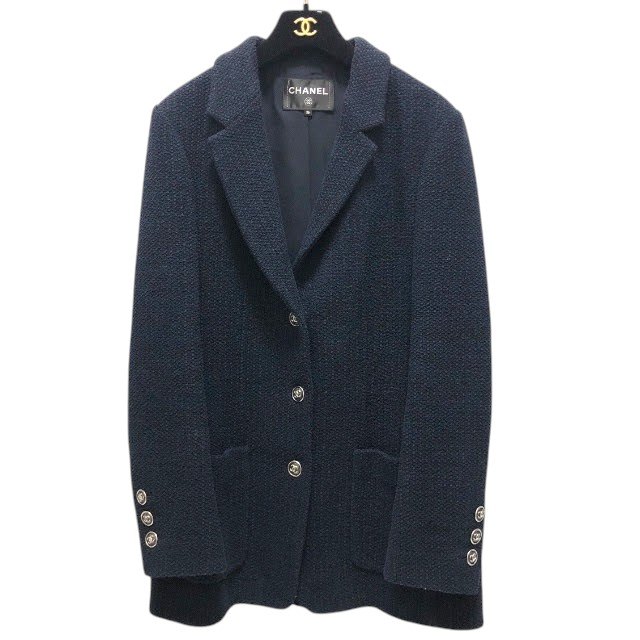Rakuten - 極美品【CHANEL】シャネル ツイード 3B ロング ジャケット ココマーク釦 P70092V61614 カメリア裏地 サイズ36 ハンガー・釦・ケース付き レディース RS1152