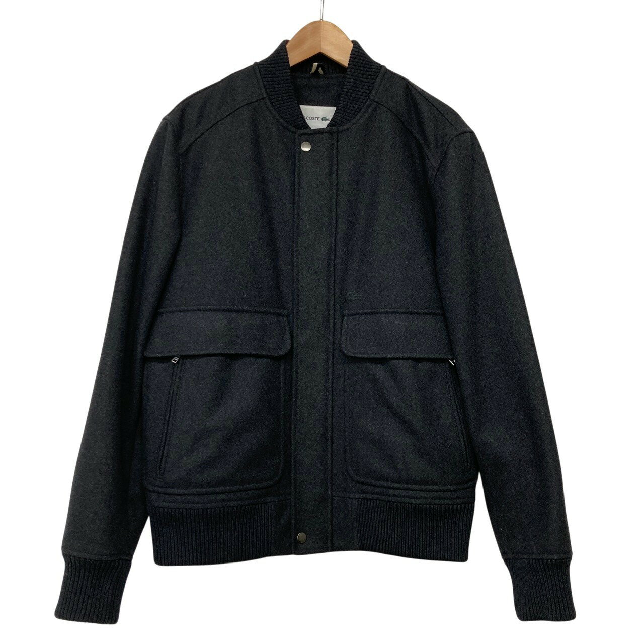 Rakuten - LACOSTE/ラコステ/BH9639/ボンバー/ジャケット/グレー/US Mサイズ/ジップ/スナップ/メンズ/RS1206
