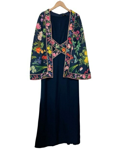 Rakuten - TADASHI SHOJI/タダシ ショージ/ドッキングケープ/花柄ワンピース/サイズ0/ネイビー/ロング丈/レディース/RS1274