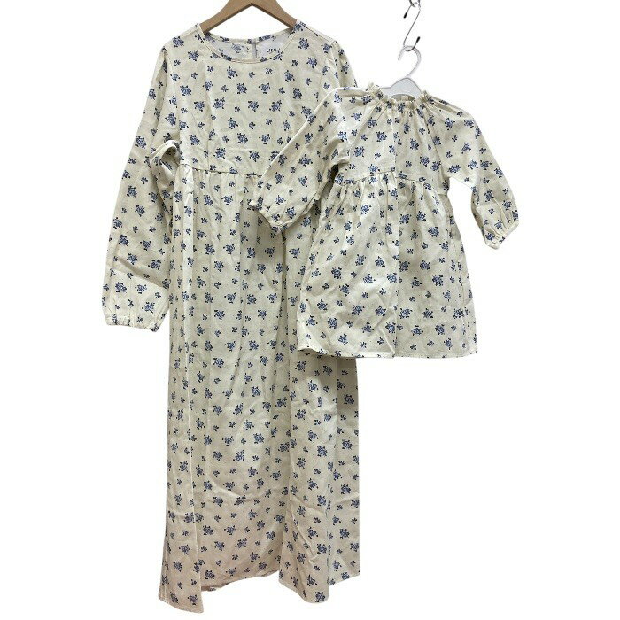 Rakuten - 未使用タグ付き/LIEN/Petitmain/ホワイト×ブルー/花柄ワンピース/親子コーデセット/大人サイズF/子供サイズ100/おそろいコーデ/FB4382