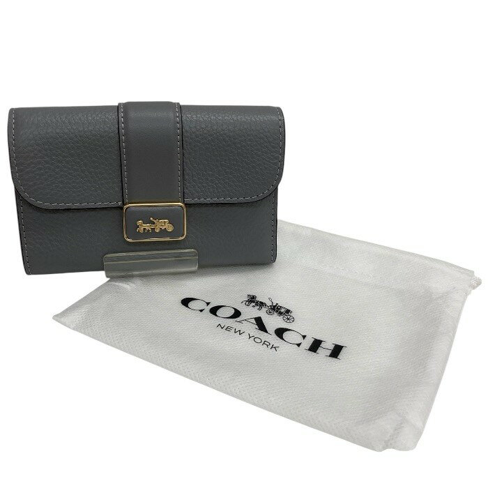 N - 美品/COACH/コーチ/ミディアムグレースレザー二つ折りウォレット/CC059/グレー/FE0256