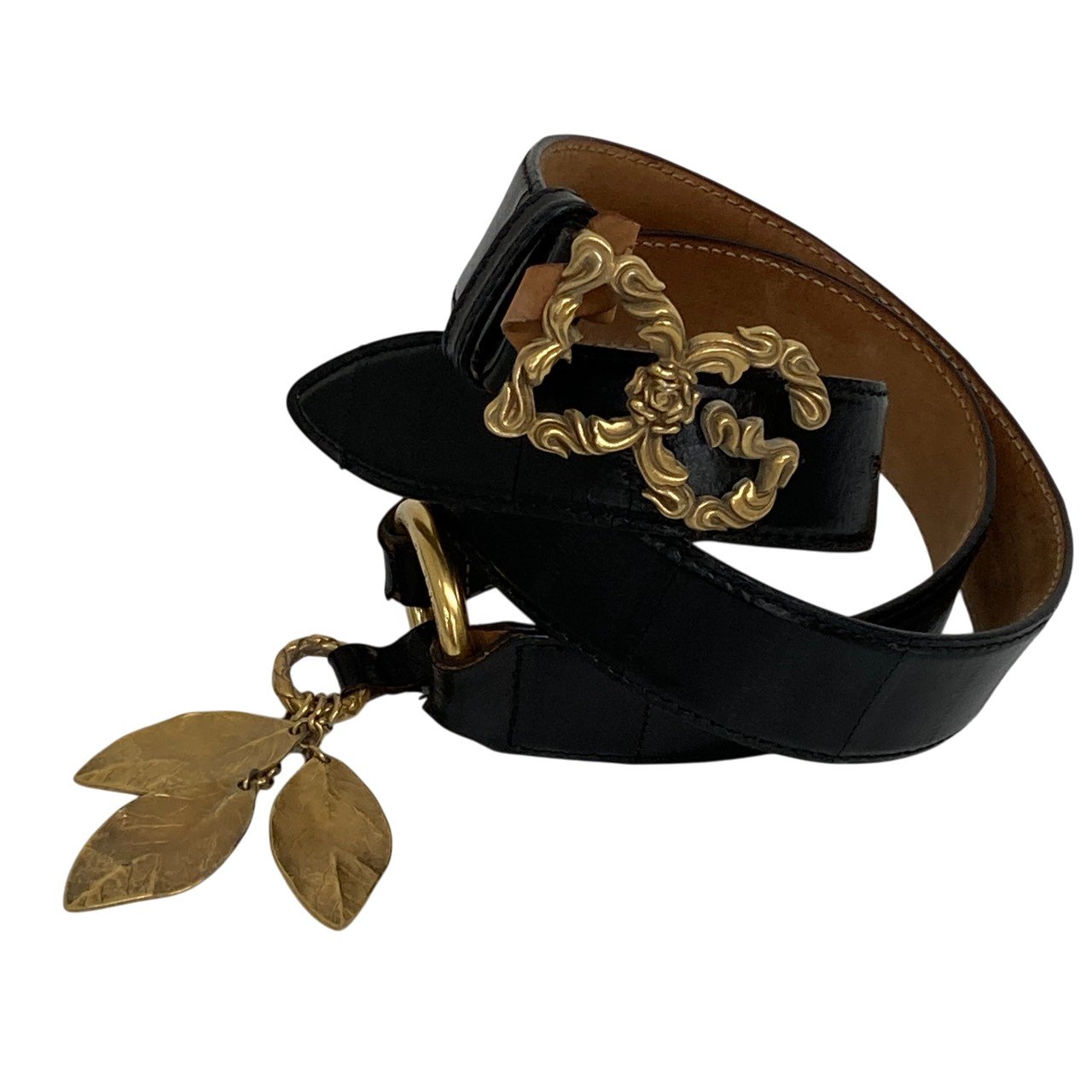 Rakuten - DOLCE&GABBANA/ドルチェ＆ガッパーナ/D9/ローズバックル/DG/ゴールドカラー/ブラック/レザーベルト/バロック/メンズ/RS1300