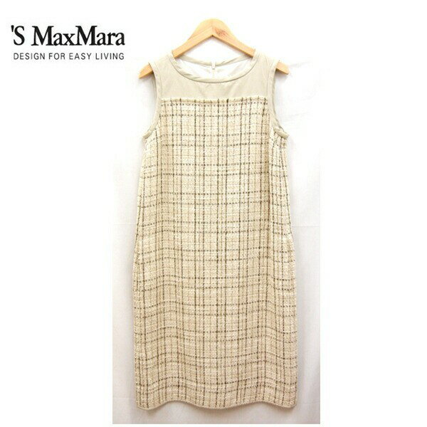Rakuten - タグ付き/未使用/'S Max Mara/エスマックスマーラ/リネン混/コットン/チェック柄切替/ワンピース/サイズ38/レディース/FB1650