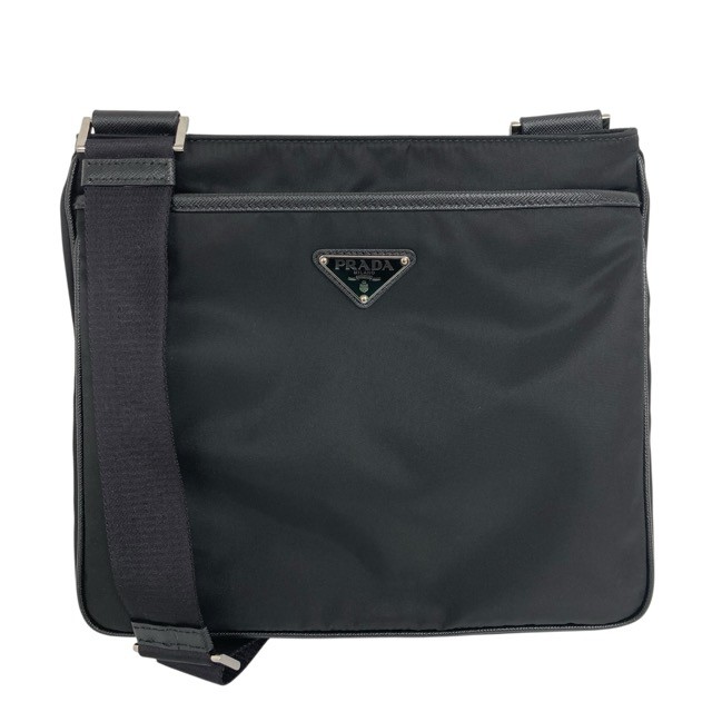 Rakuten - 美品/PRADA/プラダ/Re-Nylon/サフィアーノレザー/ショルダーバッグ/2VH118/RFID(ICチップ)/ブラック/RS1355