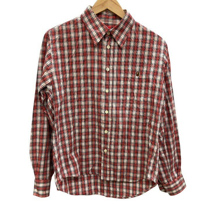 Rakuten - A BATHING APE/アベイシングエイプ/日本製/チェック柄/長袖/コットンシャツ/サイズS/レッド/メンズ/FE0294