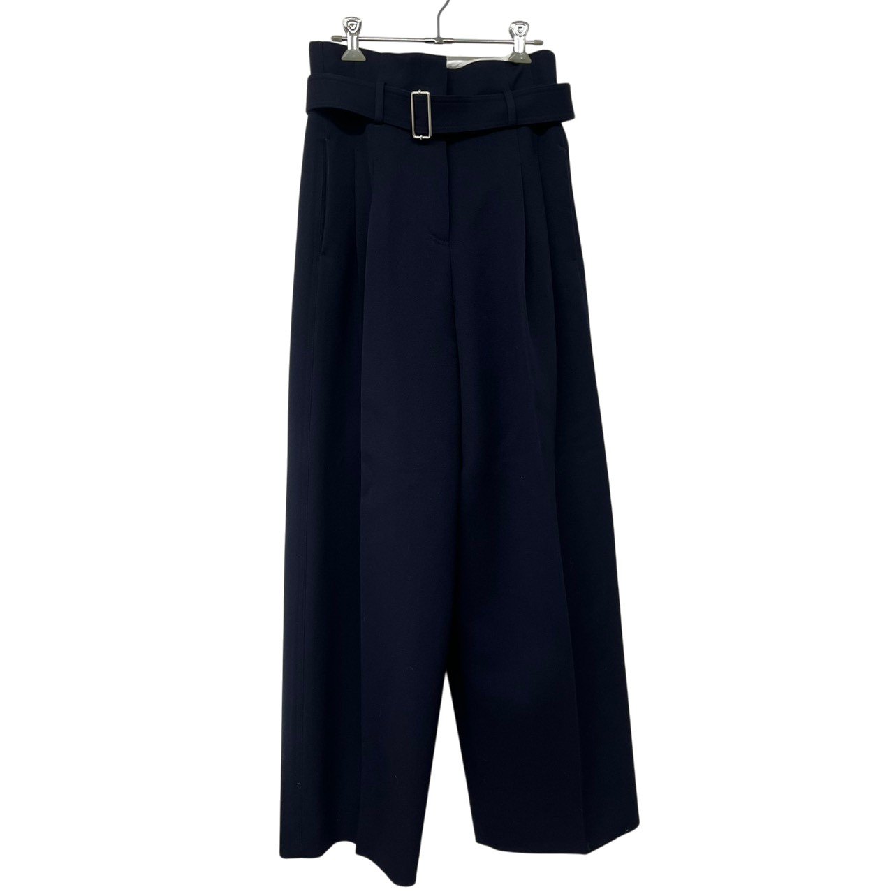 Rakuten - CELINE/セリーヌ/フィービー期/ベルト付き/タック/ウールワイドパンツ/2 1N89/6261/サイズ36/ネイビー/レディース/RS1411