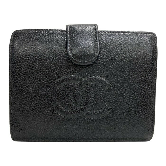 Rakuten - CHANEL/シャネル/ココマーク/キャビアスキン/レザー 二つ折り財布/ブラック黒/フランス製/FB4411