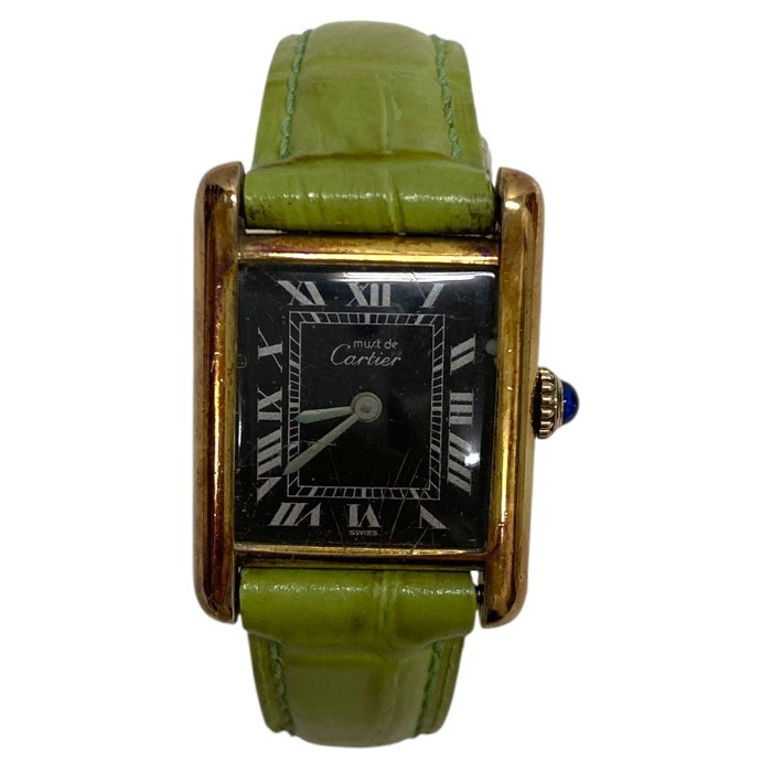 Cartier/カルティエ/マストタンク/マルジャン/手巻き/腕時計/SV925/ヴェルメイユ/ゴールドカラー×グリーン/FB4414