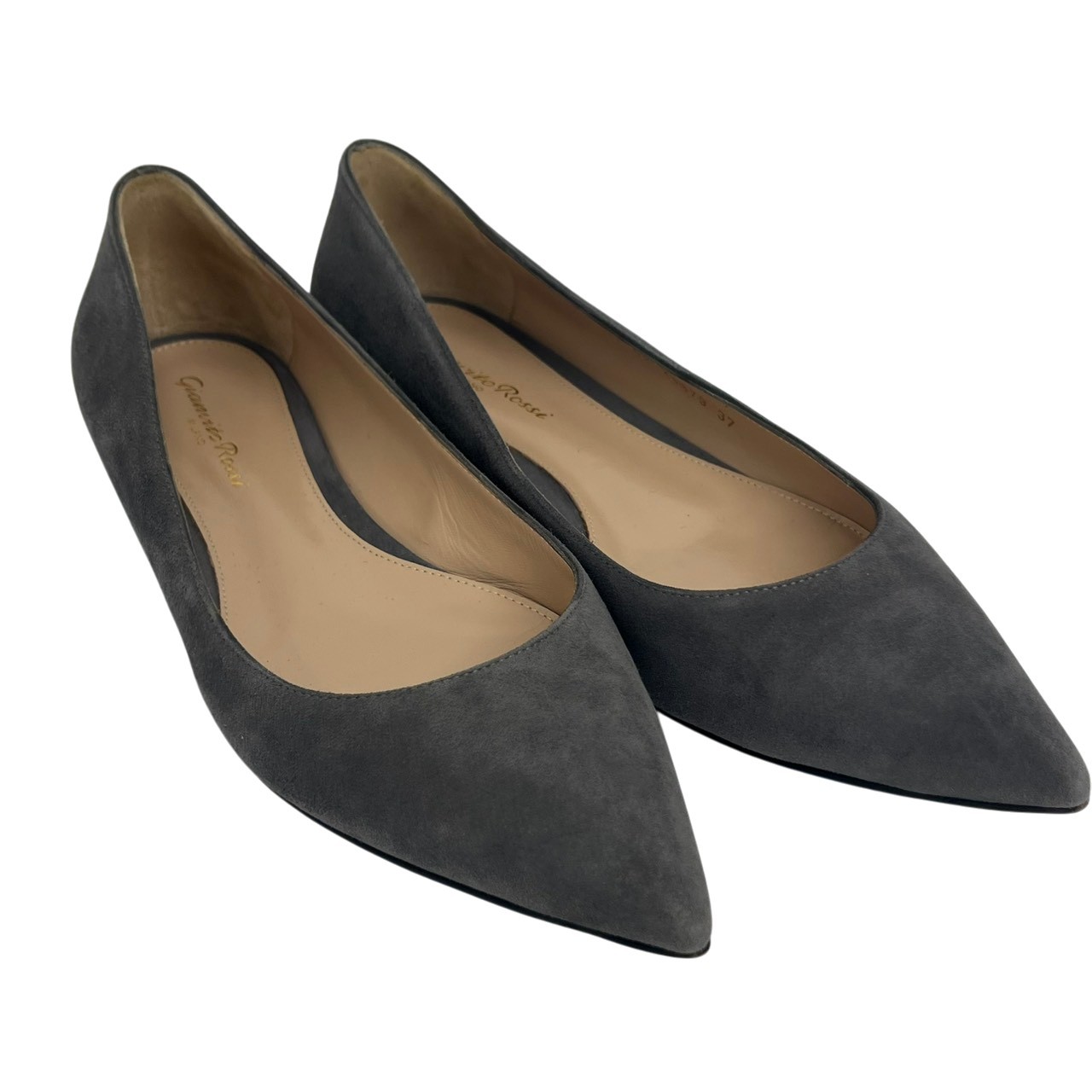 Rakuten - 美品/Gianvito Rossi/ジャンヴィトロッシ/20879/GIANVITO FLAT/バレエシューズ/スエード/グレー/37/RS1441
