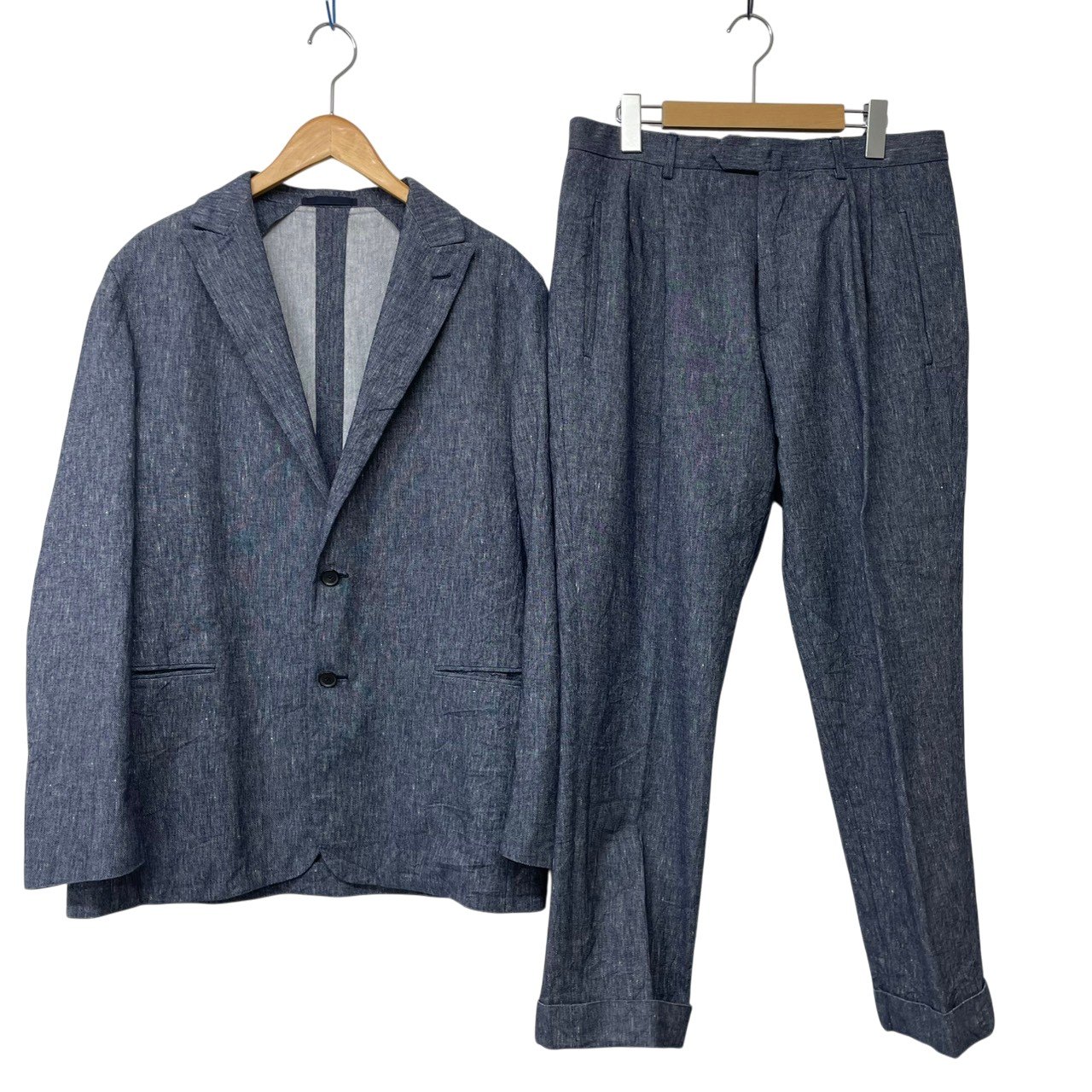 Rakuten - 美品/CARUSO/カルーゾ/リネン混/セットアップ/スーツ/メンズ/サイズ48/ネイビー系/RS1434