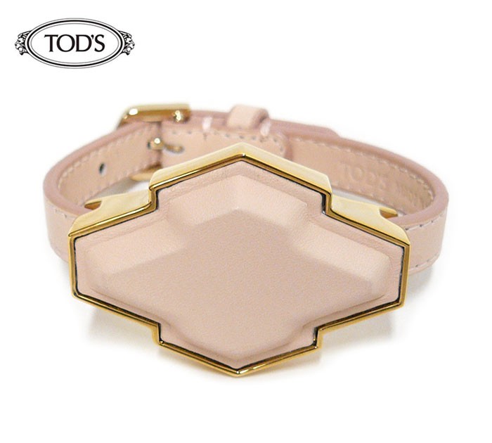 Rakuten - TOD'S/トッズ/ブレスレット/レザー×金属素材/本革/ピンクベージュ×ゴールド金具/箱付き/イタリア製/レディース/ON2942