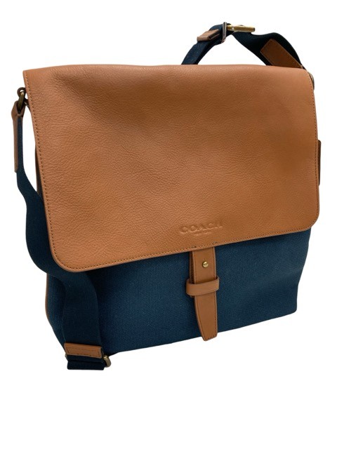 Rakuten - COACH/コーチ/F71269/レザーキャンバスショルダーバッグ/ブラウン×ネイビー/FG0175