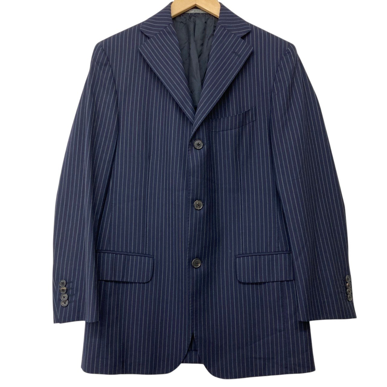 Rakuten - Salvatore Ferragammo/サルヴァトーレフェラガモ/ストライプ3Bシングルジャケット/ネイビー/サイズ48/B/メンズ/RS1548